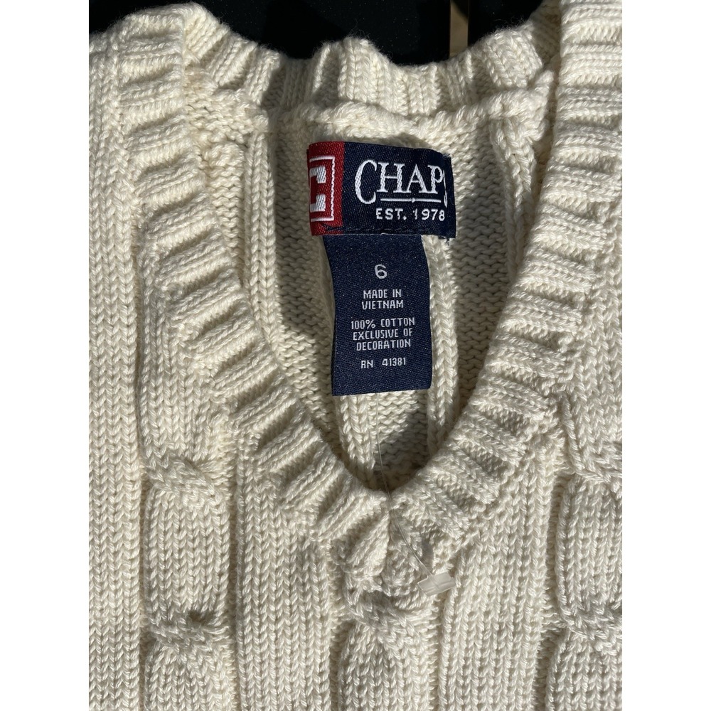 Chaps Boys Cream Cable Knit Vest NWOT Size 6 Cotton - Picture 3 of 4